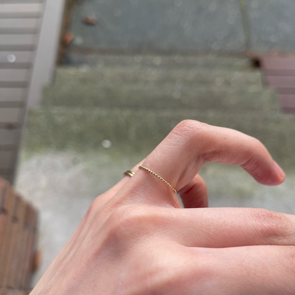 Thin Solid 14k Gold Twist Stackable Ring